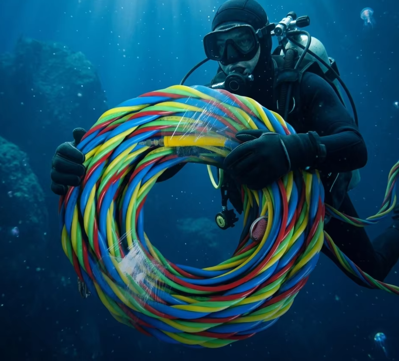 Multi-Function Underwater Umbilical Cable for Diving: Air Hose, Signal Communication
