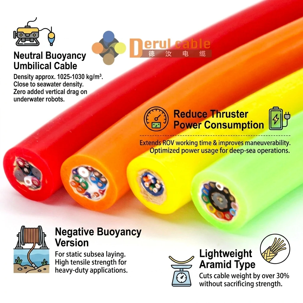 5000m Deep Sea Foam TPU ROV Umbilical Cable | Neutral Buoyancy Floating Tether