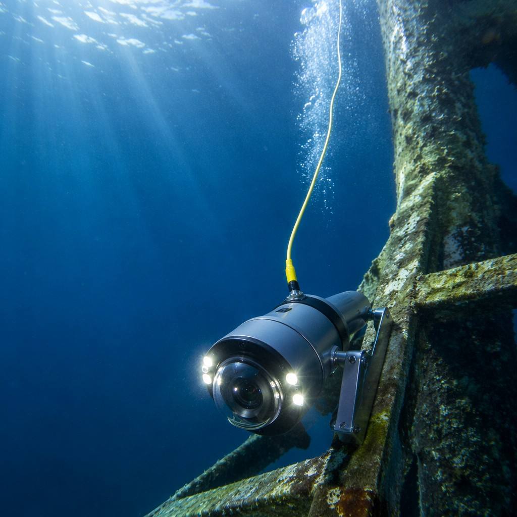 Derul Cable Underwater Camera Cable Subsea Video Cable PUR Jacket Kevlar Reinforced Coaxial 75Ω for ROV Submersible Inspection Camera Aquaculture Fishing Monitoring — IP68 Waterproof CE ROHS Certified