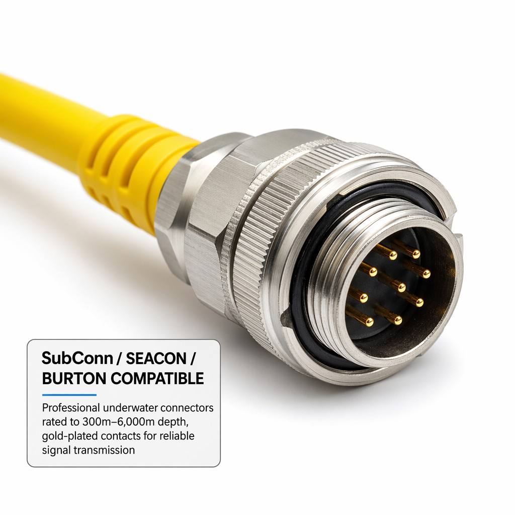 Derul Cable Underwater Camera Cable Subsea Video Cable PUR Jacket Kevlar Reinforced Coaxial 75Ω for ROV Submersible Inspection Camera Aquaculture Fishing Monitoring — IP68 Waterproof CE ROHS Certified
