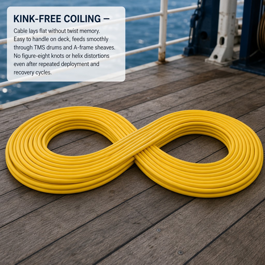 Single Mode Optical Fiber Copper Conductor PE Insulation ROV Vehicle Cable for Small ROV Neutrally Buoyant Tether