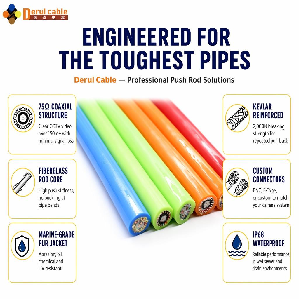 Flexible Multicore Pipeline Inspection Robot Cable for Sewer Crawler CCTV Endoscope — PUR Jacket, High Tensile Strength