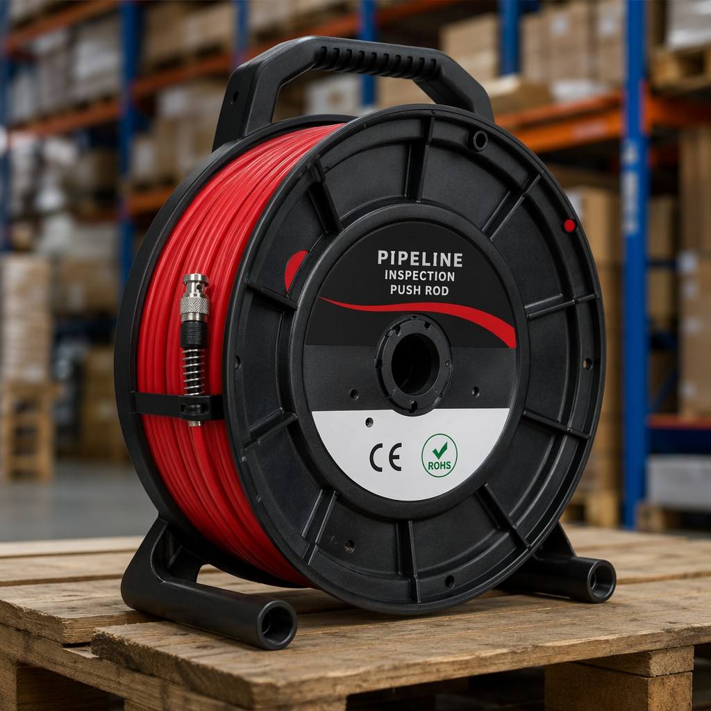 Flexible Pipeline Inspection Robot Cable | 75Ω Coax   Power Hybrid | GFRP Push Rod Core | IP68 PUR Jacket | CE/ISO9001