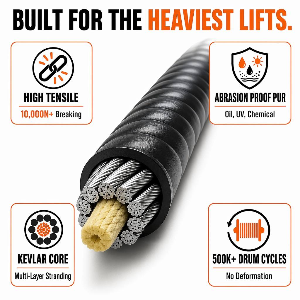 25X2.5mm² Copper Round Reeling Cable PUR Sheath for Mining Crane Pendant 0.6/1kV Heavy Duty