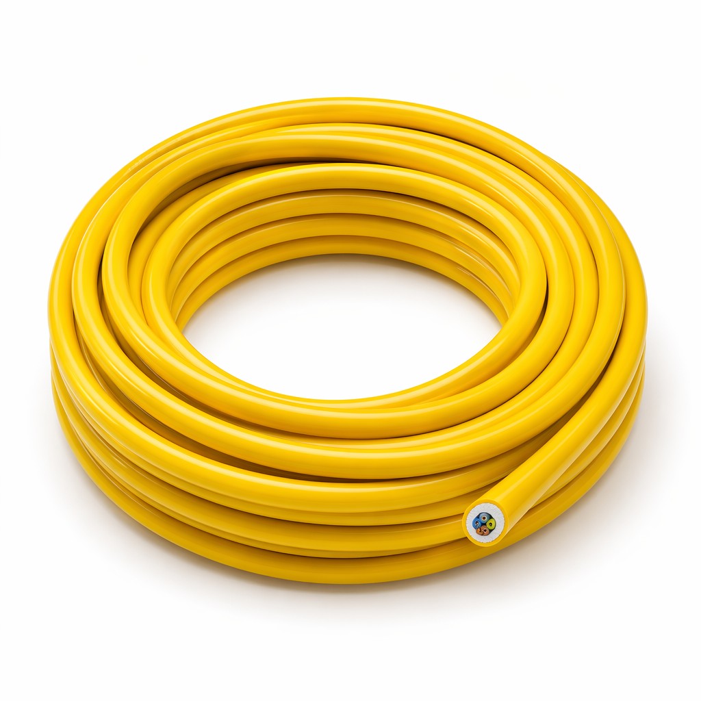 Zero buoyancy underwater umbilical cable with Kevlar strength member, yellow ROV fiber tether