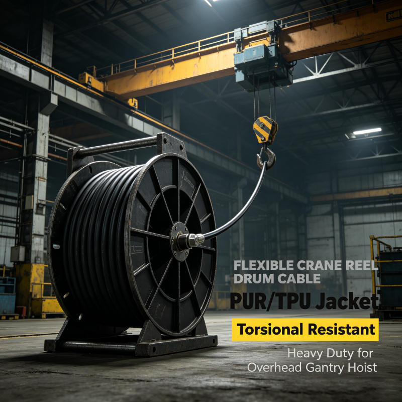 Flexible Crane Reel Drum Cable PUR/TPU Jacket Heavy Duty Torsional Resistant for Overhead Gantry Crane Hoist Flexible Crane Reel Drum Cable PUR/TPU Jacket Heavy Duty Torsional Resistant for Overhead Gantry Crane Hoist