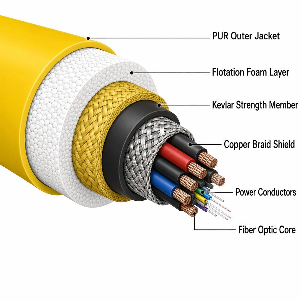 Underwater ROV Tether – Fiber Optic/Cat5 Neutral-Buoyancy Floating Tether | Shanghai Deru Cable