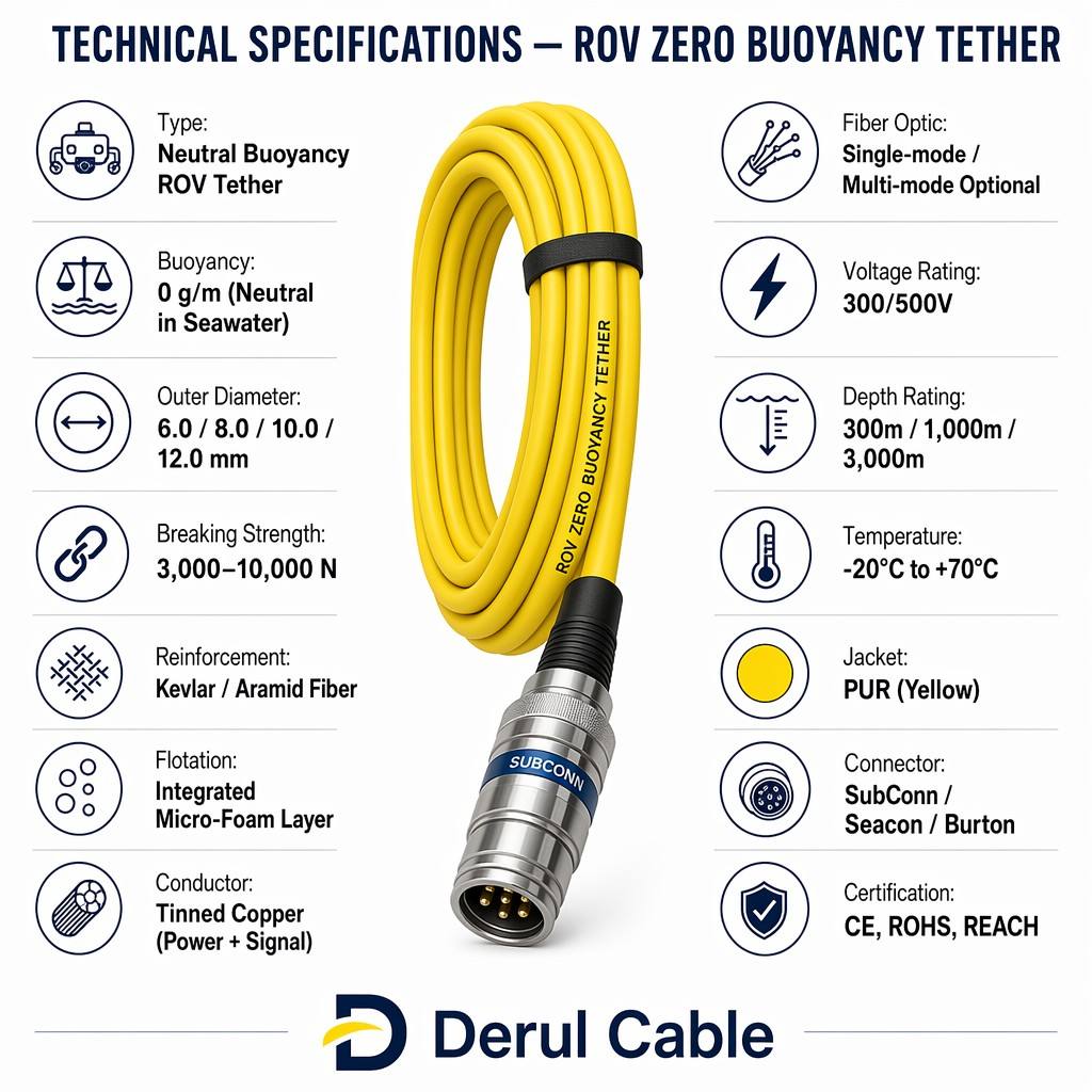 ROV Neutrally Buoyant Tether | Shanghai Deru Manufacturer