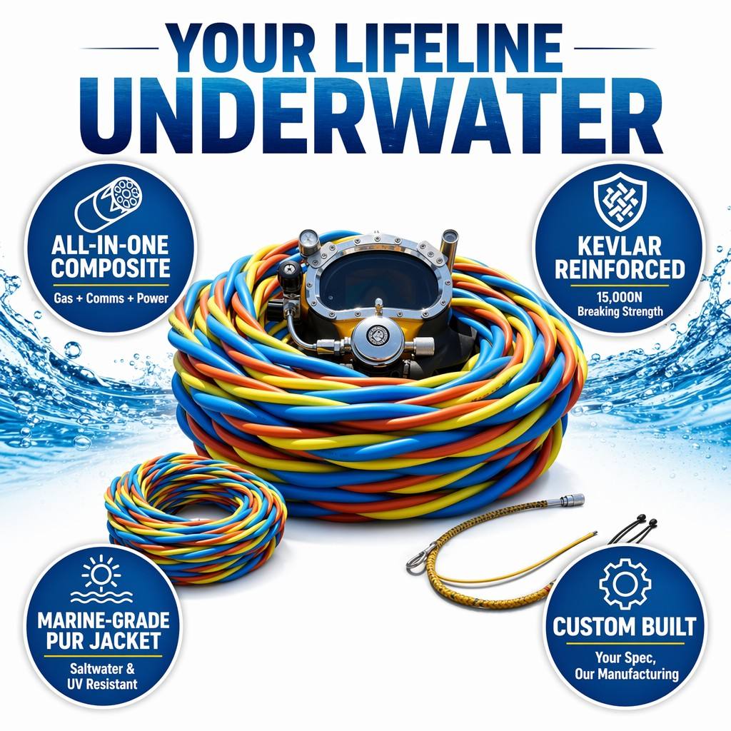 Diver Umbilical | Commercial Surface-Supplied Diving Umbilical | Shanghai Deru Manufacturer