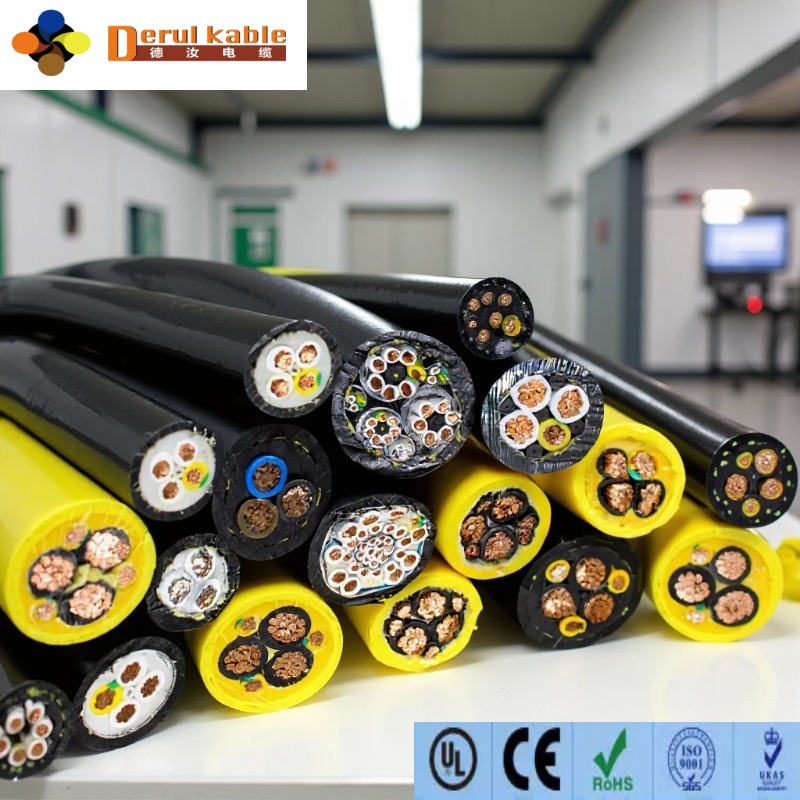 4 Core 5 Core Crane Reeling Cable 10mm 16mm 25mm 35mm PUR Rubber Trailing