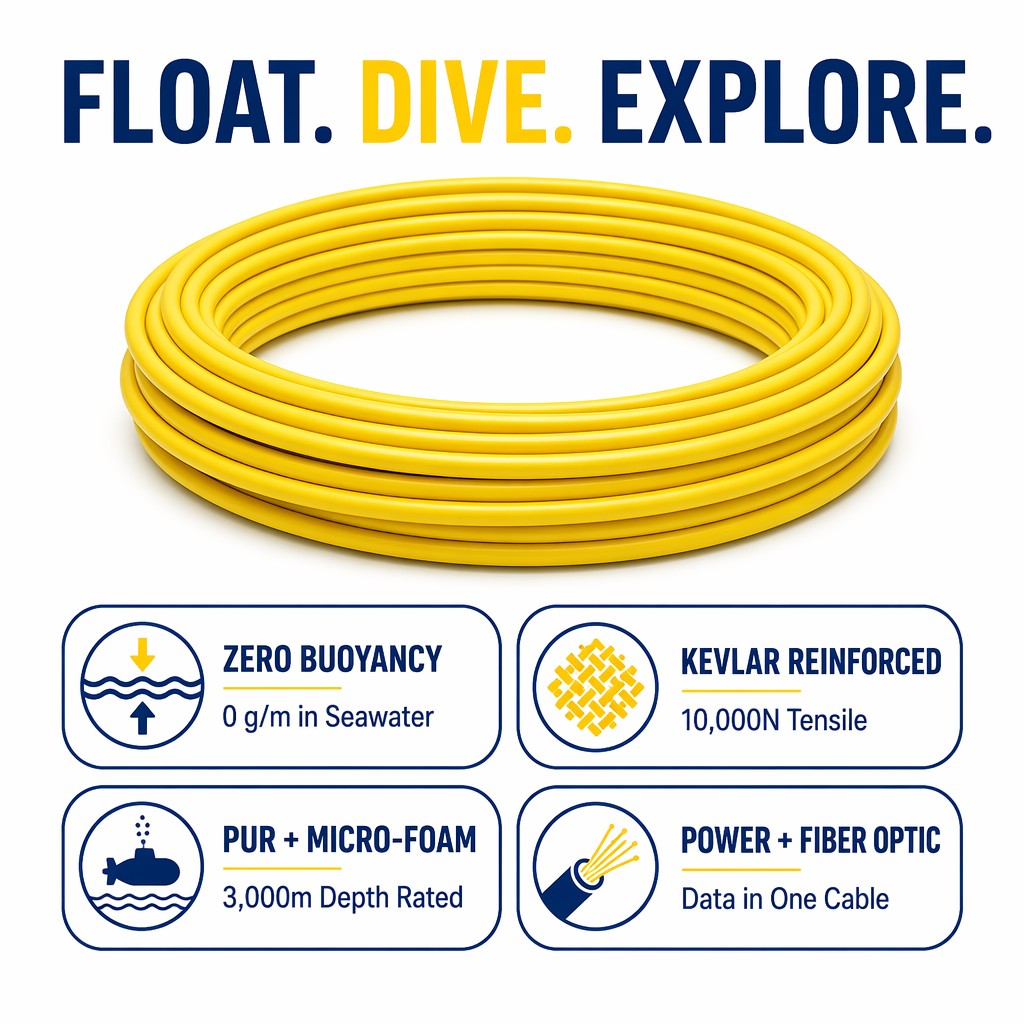 ROV Umbilical Cable | Underwater Neutral-Buoyancy Tether | Shanghai Deru Cable Manufacturing