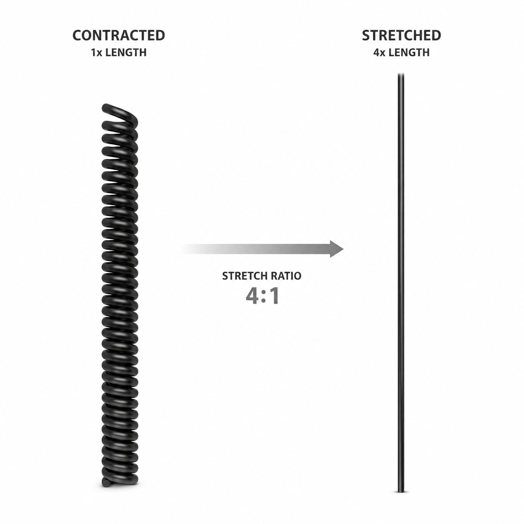 Multi Core Spiral Coiled Spring Cable 2-12 Core PU PVC Flexible Retractable Power Extension Cable for Industrial Machine Equipment
