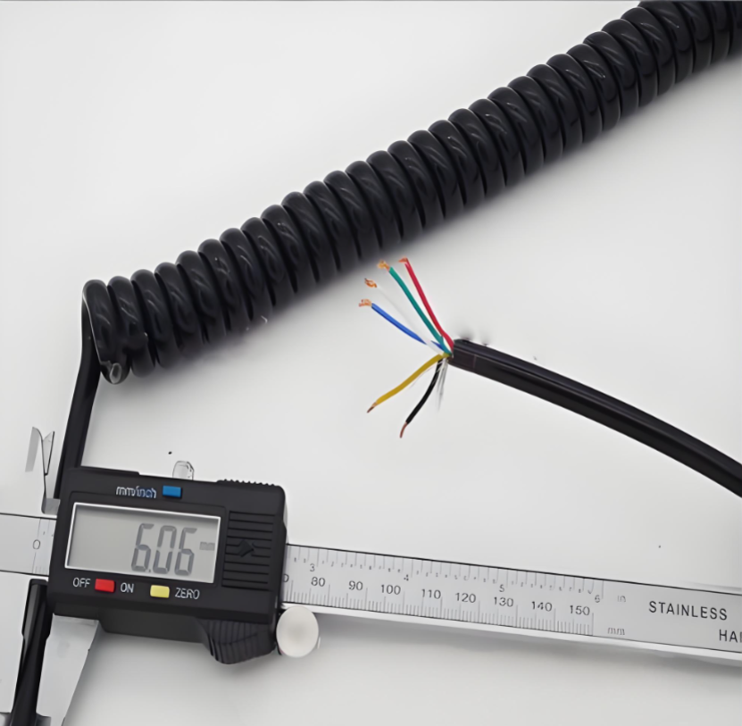 Multi Core Spiral Coiled Spring Cable 2-12 Core PU PVC Flexible Retractable Power Extension Cable for Industrial Machine Equipment