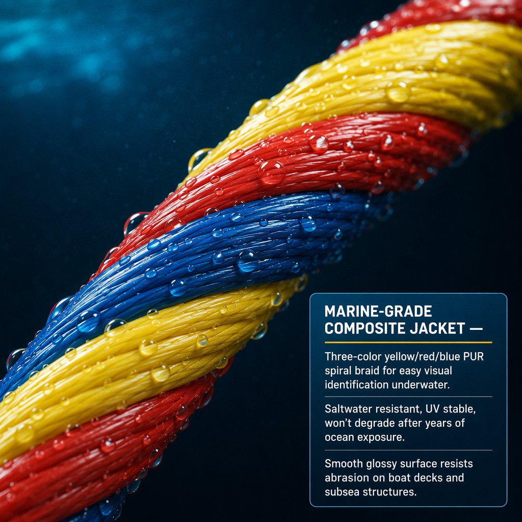 Wholesale Custom 3-Function Diving Umbilical (Integrated Air/Oxygen, Communication, and Video Cables) for Commercial Divers Wholesale Custom 3-Function Diving Umbilical (Integrated Air/Oxygen, Communication, and Video Cables) for Commercial Divers