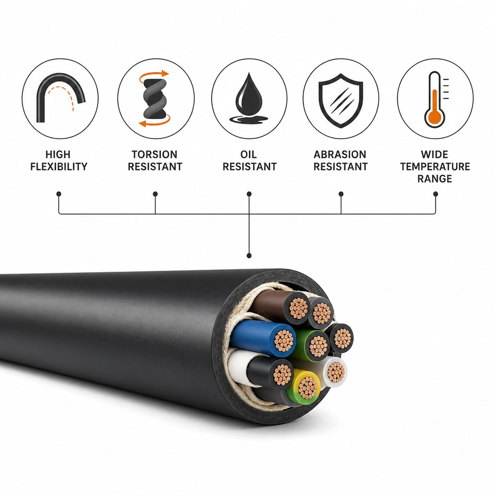 UL CE Approved Industrial Robot Cable High Flex Torsion Resistant EMI Shielded Servo Motor Cable for Robotic Arm Drag Chain