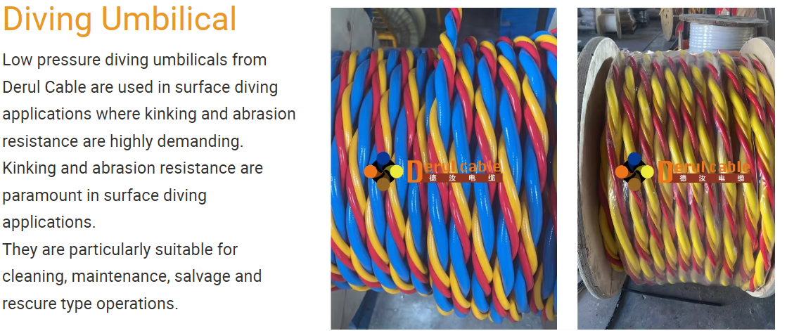 4-Component Commercial Diving Umbilical | Shanghai Deru Cable Manufacturer