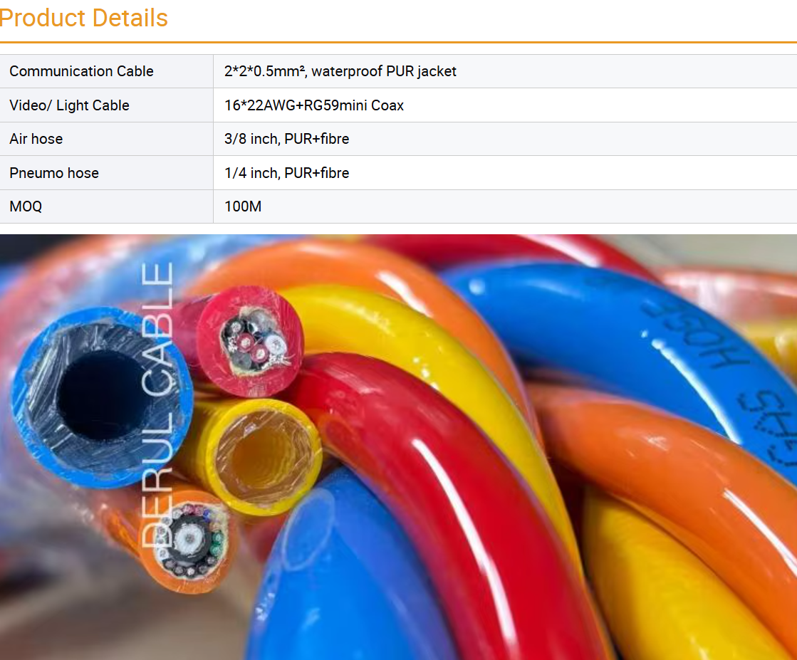 4-Component Commercial Diving Umbilical | Shanghai Deru Cable Manufacturer