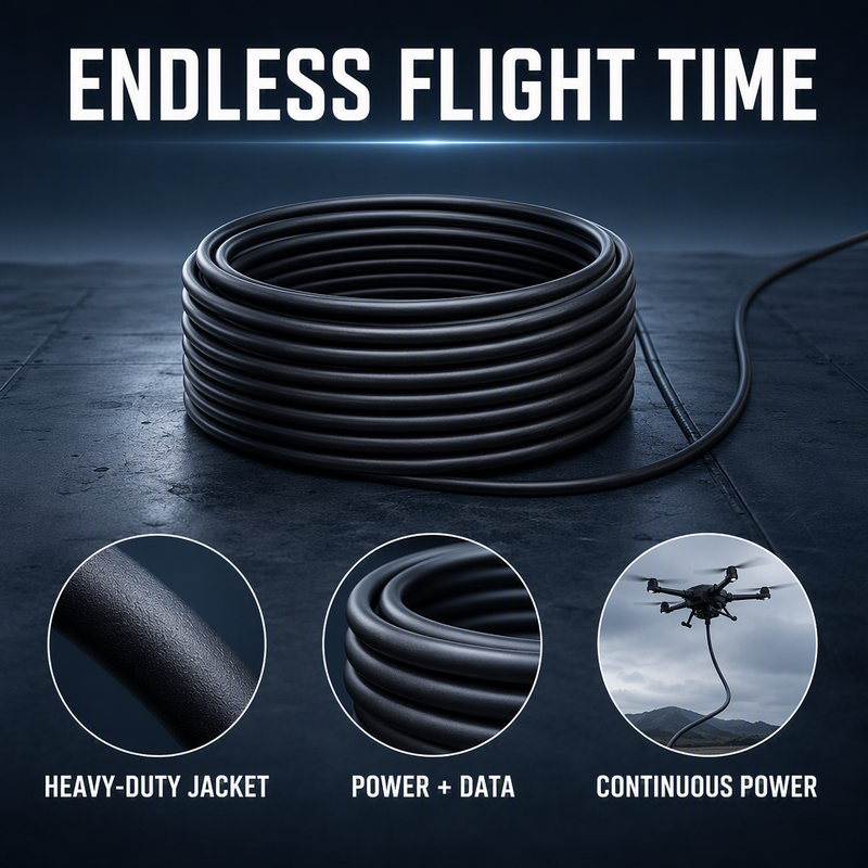 ethered Drone Cable, Optoelectronic Hybrid UAV Tether Cable Manufacturer | Deru Cable Shanghai