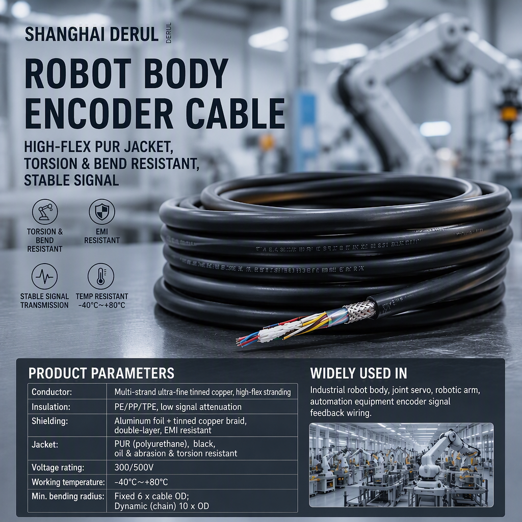 High‑Flex Servo Encoder Cable, Shielded Feedback Signal Cable for Industrial Automation