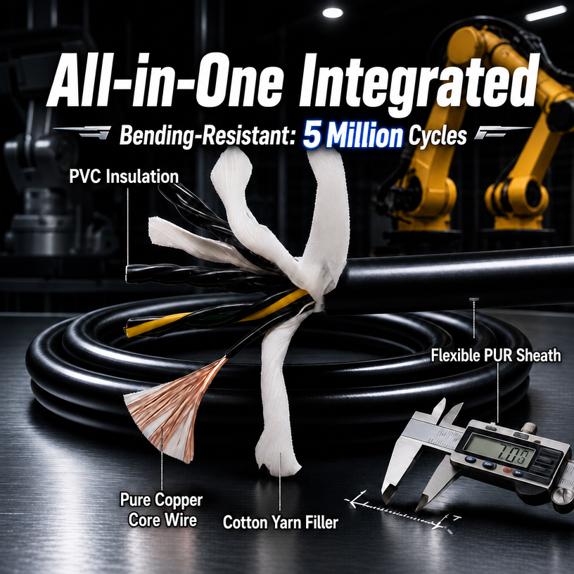 Hybrid Robot Cable, Power Signal Integrated High‑Torsion PUR Cable | Derul Cable