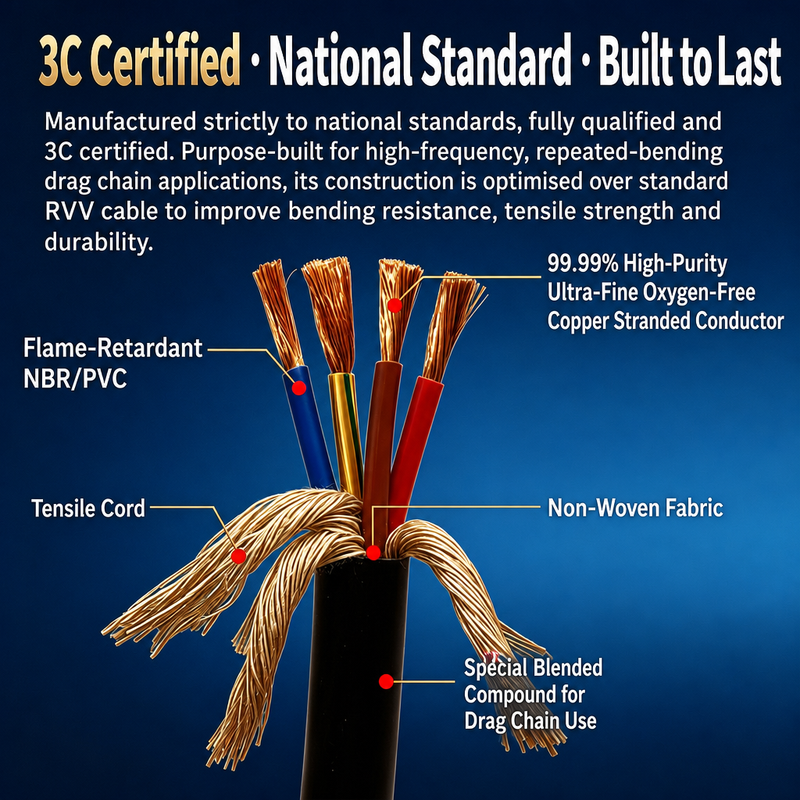 PUR Sheath Towline Cable High Flexible Drag Chain Cable for Servo