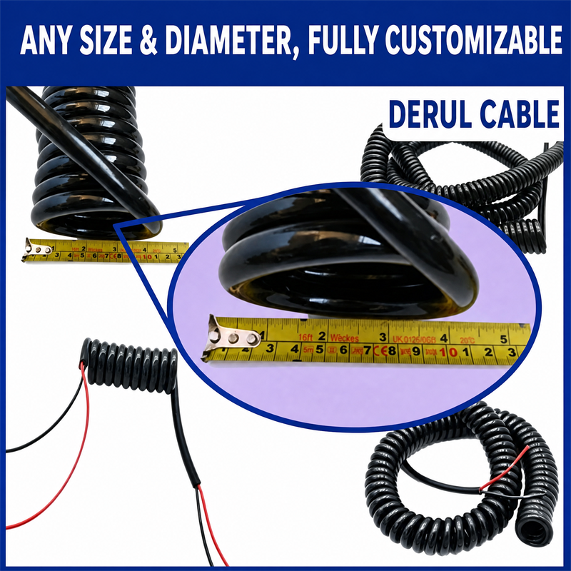 PUR Spiral Cable | High Flexible Retractable Coiled Spring Cable for Industrial Equipment