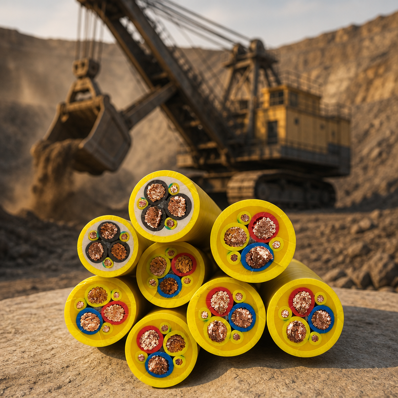 0.6/1kV Reeling Cable with Kevlar Tensile Reinforcement, Rubber Sheath Crane Drum Cable Custom Multi-core