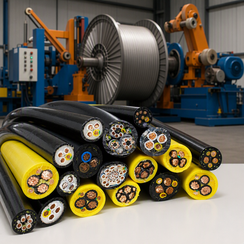 0.6/1kV Reeling Cable with Kevlar Tensile Reinforcement, Rubber Sheath Crane Drum Cable Custom Multi-core