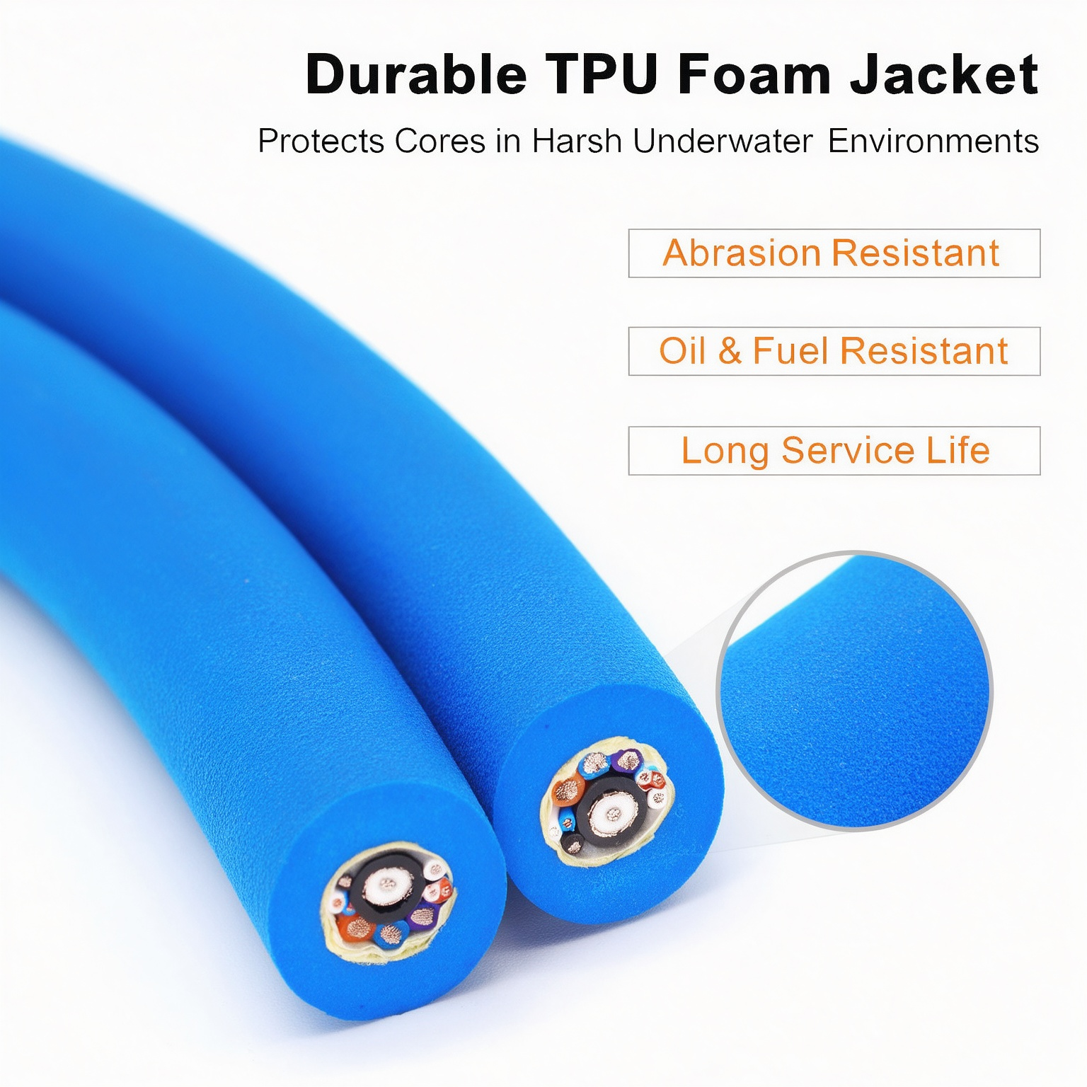 High Flexible Zero Buoyancy Underwater ROV Tether, CE Certified Subsea Neutrally Buoyant Cable