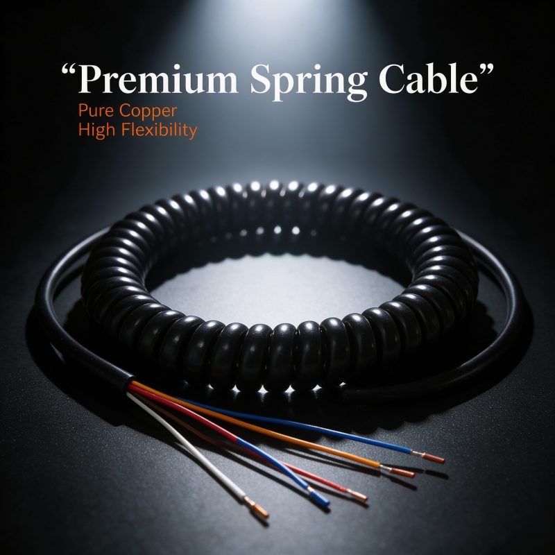 PUR TPU Coiled Cable, Multi Core Retractable Spiral Spring Cable, Pure Copper Industrial Control Cable