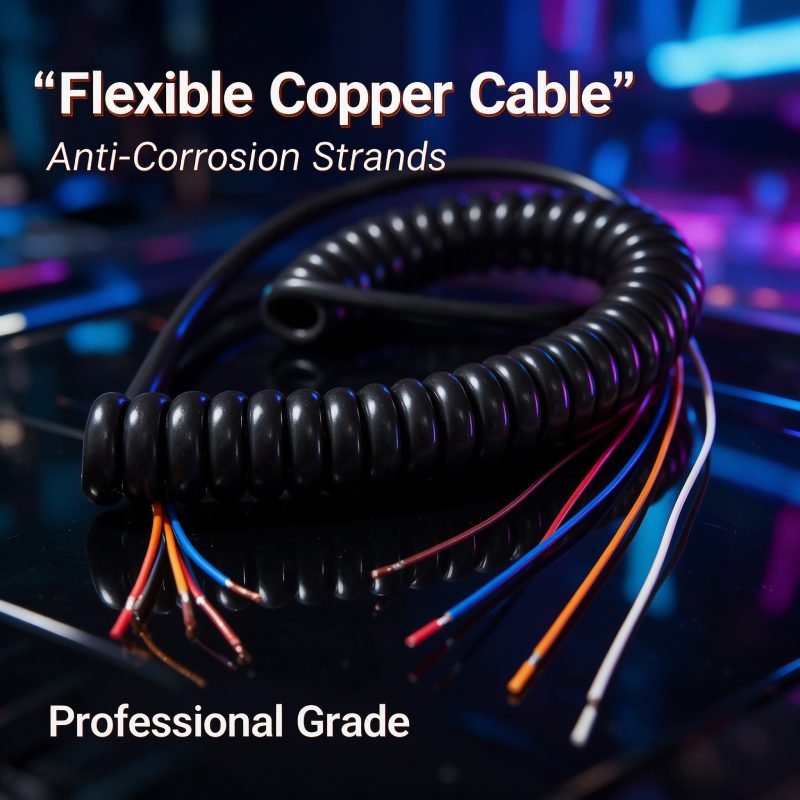Shielded Coiled Spiral Cable, PUR Elastic Spring Wire for Measuring