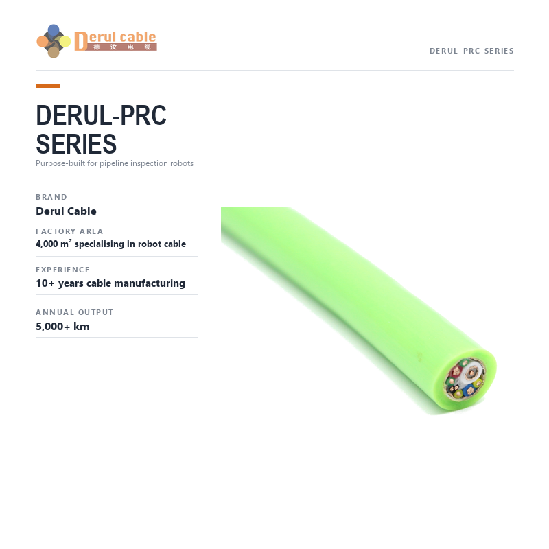 CCTV Pipeline Inspection Crawler Hybrid Cable Anti Torsion Waterproof IP68 Shanghai Deru Cable Manufacturer