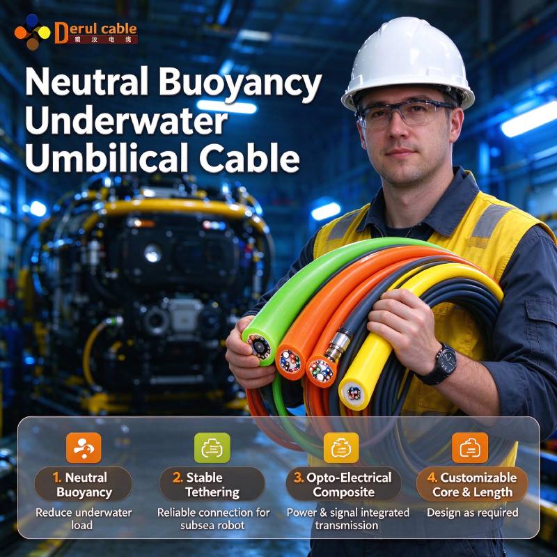 Derul Cable Shanghai | Marine ROV Tether Cable, Neutral Buoyancy Underwater Umbilical Cable