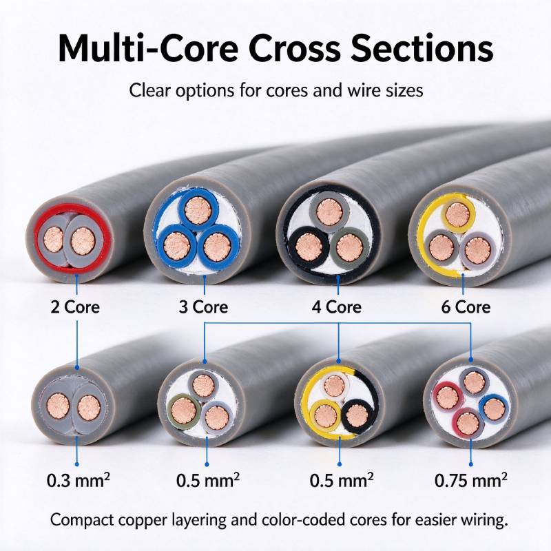 TRVV drag chain cable is a high-flex multi-core cable engineered for continuous reciprocating movement inside energy chains. Made of fine stranded oxygen-free copper conductors and modified PVC insulation