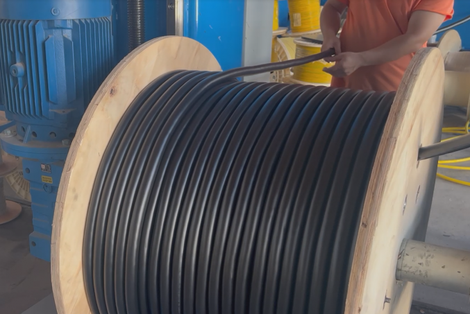 We are twisting special cable in the workshop