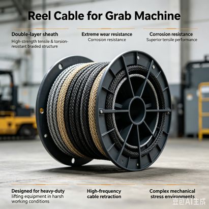 Grab bucket excavator reel cable -Shanghai Deru Heavy-Duty Telescopic Reel Cable Manufacturer