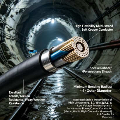 Shield Machine Reel Cable -TBM Tunnel Boring Trailing Power Cable