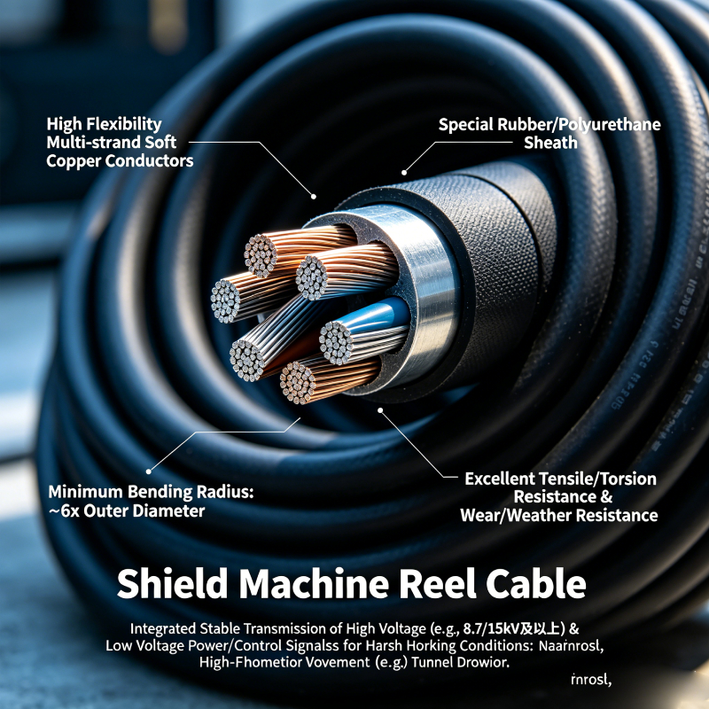 Shield machine reel cable high flexible trailing power cable for TBM tunnel boring machine