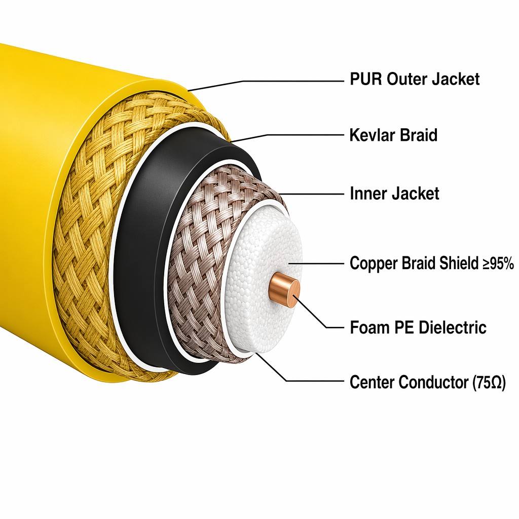 Derul Cable Underwater Camera Cable Subsea Video Cable