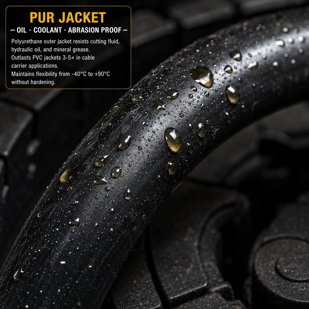 Shanghai Deru manufactures highly flexible PUR drag chain cables