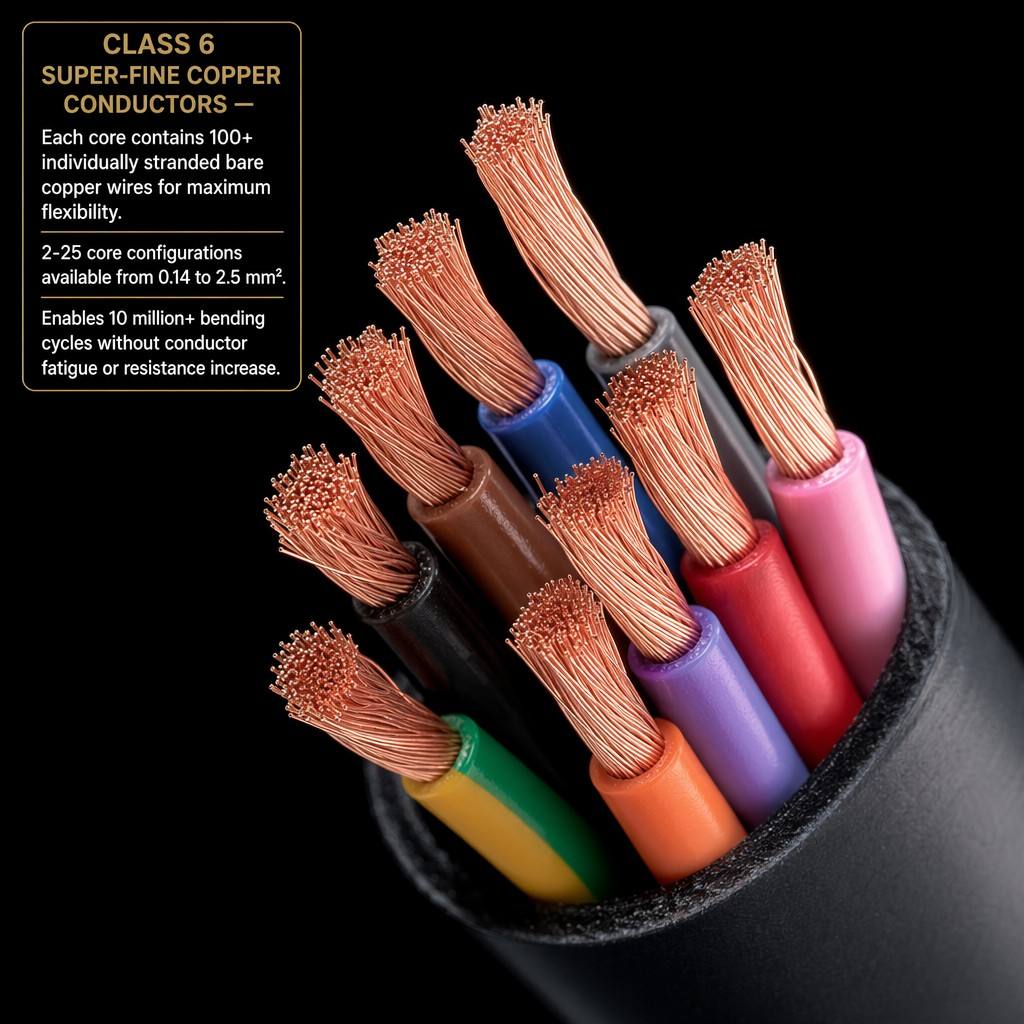 Shanghai Deru manufactures highly flexible PUR drag chain cables