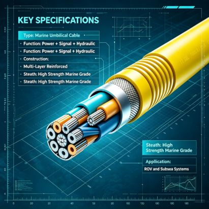 Neutrally Buoyant ROV Fiber Optic Tether Cable-Zero Buoyancy Underwater Umbilical Cable with Kevlar Strength Member for Subsea Vehicle
