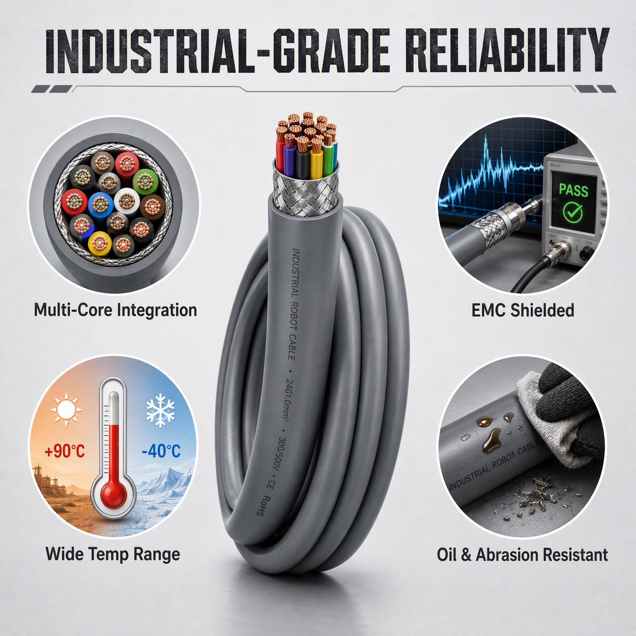 2–50 Core High Flexible PUR Robot Cable