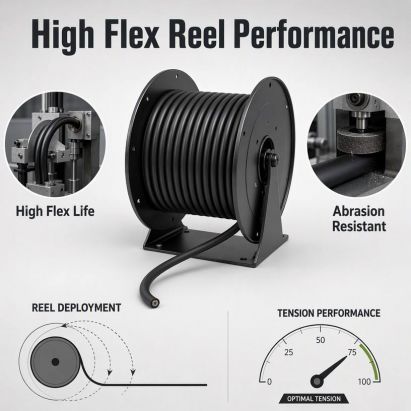 4 Core 5 Core Crane Reeling Cable 10mm 16mm 25mm 35mm PUR Rubber Trailing & Reeling Cable Heavy Duty for Port Crane Hoist Mining