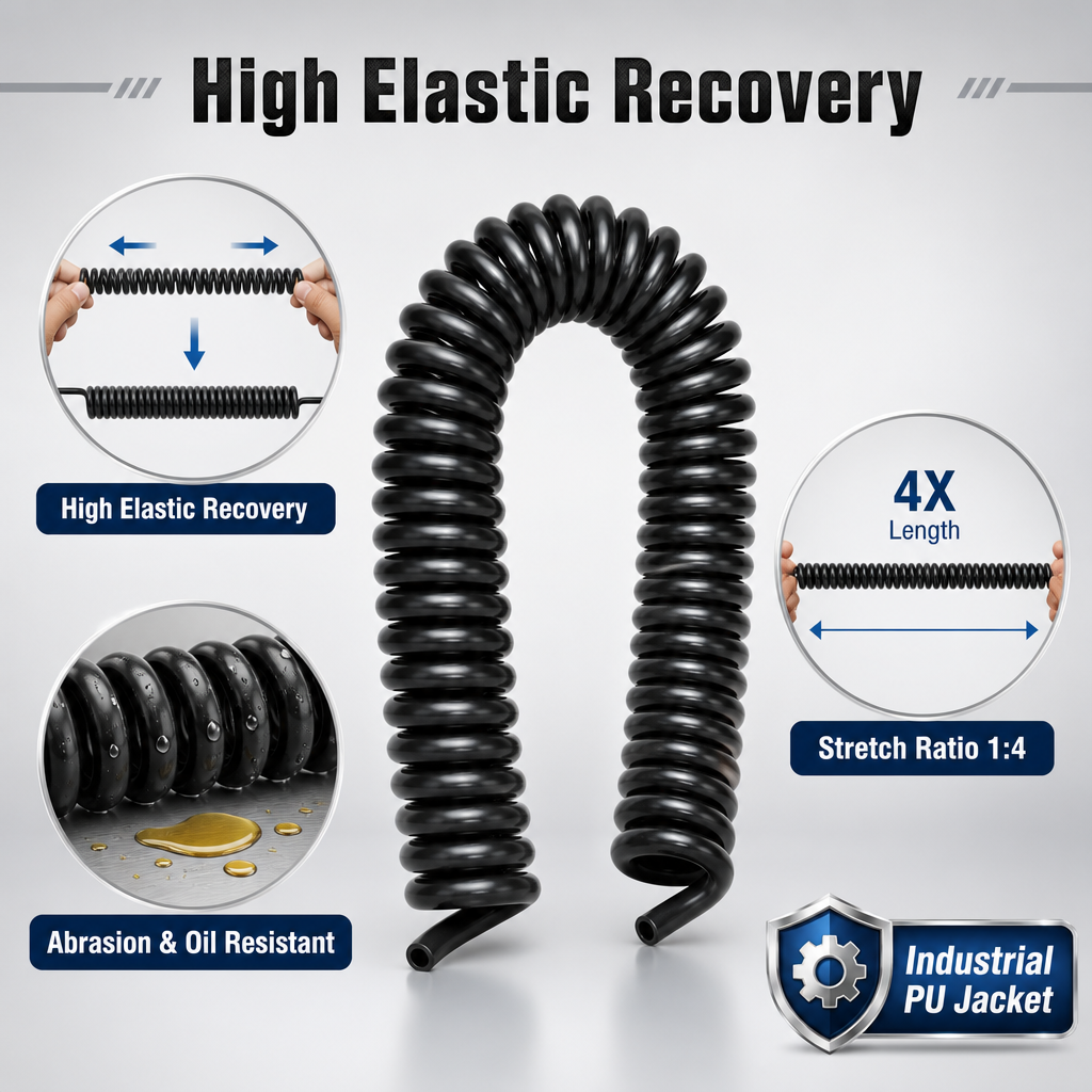 Multi Core Spiral Coiled Spring Cable 