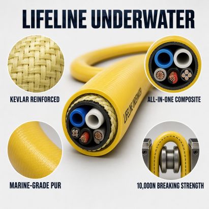 Highly Flexible Diver Umbilical Cables | Surface‑Supplied Commercial Diving Umbilicals | Deru Custom Manufacturer