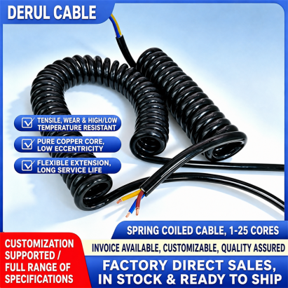 PUR Spiral Cable | High Flexible Retractable Coiled Spring Cable for Industrial Equipment