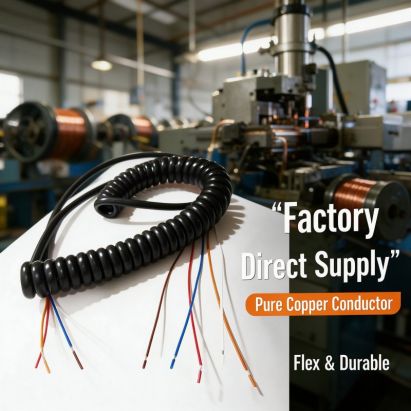PUR TPU Coiled Cable, Multi Core Retractable Spiral Spring Cable, Pure Copper Industrial Control Cable
