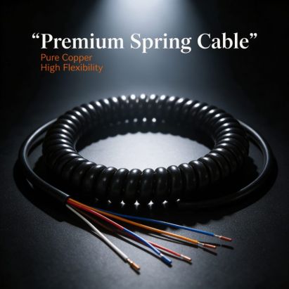 Shielded Coiled Spiral Cable, PUR Elastic Spring Wire for Measuring & Inspection Instruments