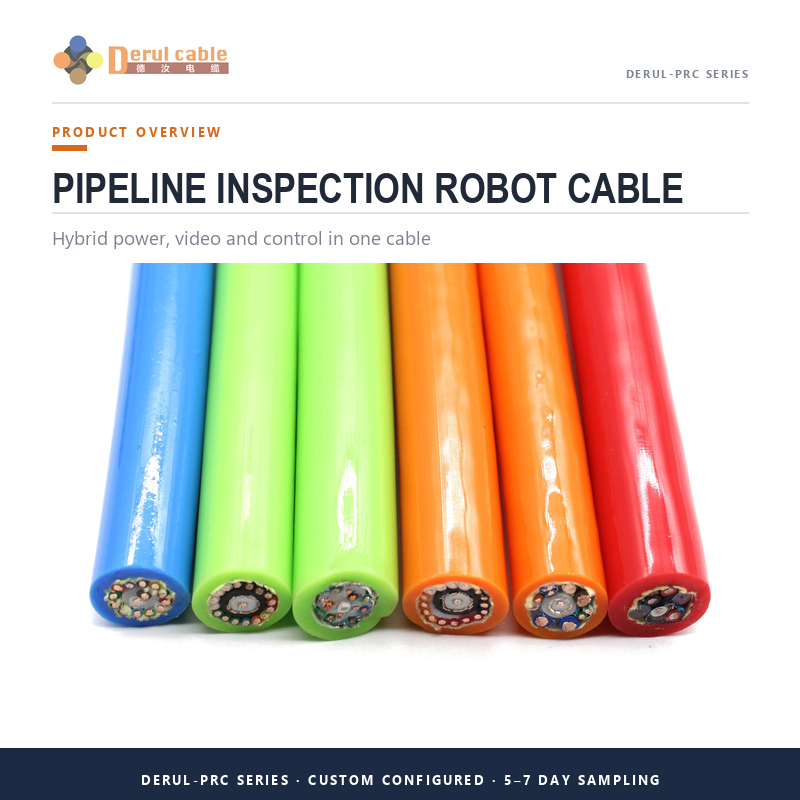 CCTV Pipeline Inspection Crawler Hybrid Cable Anti Torsion Waterproof IP68 Shanghai Deru Cable Manufacturer